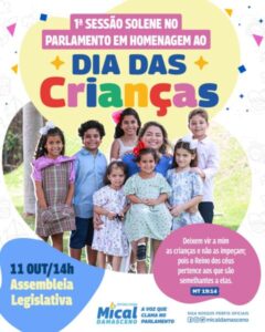 Mical Damasceno realizará sessão solene em homenagem ao Dia das Crianças