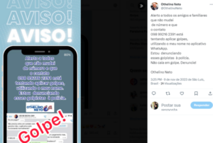 Othelino é vítima de golpe no WhatsApp e denuncia