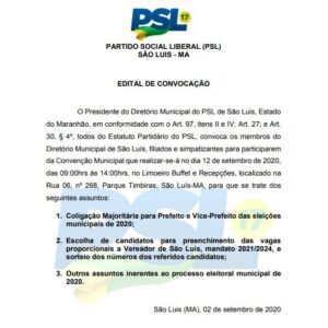 PSL realizará convenção no dia 12 de setembro