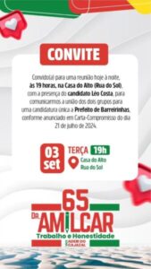 Após pesquisa apontar Vinicius Vale bem à frente em Barreirinhas, prefeito Dr. Amilcar desiste de concorrer…