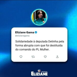 Eliziane condena saída ‘abrupta’ de Detinha do comando do PL Mulher no Maranhão