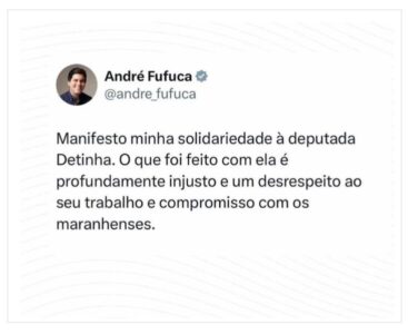 André Fufuca sai em defesa de Detinha…