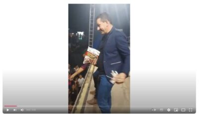 VÍDEO: Durante aniversário da cidade no interior do Maranhão, prefeito joga pirulito para população