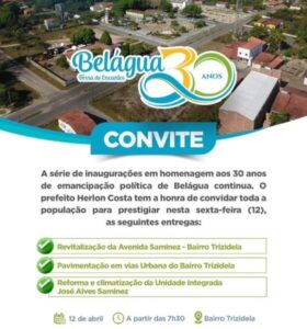 Novas obras serão inauguradas em Belágua nesta sexta (12)