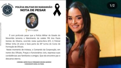 Cadete da PMMA de 24 anos morre após passar mal antes de tomografia