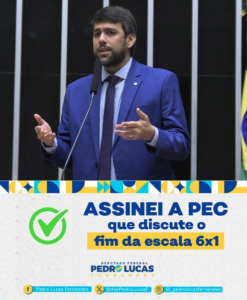 Pedro Lucas apoia PEC para reduzir jornada de trabalho para 36 horas semanais