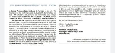 Licitação de R$ 25 milhões da Prefeitura de São Luís para publicidade é novamente remarcada
