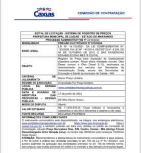 Prefeito de Caxias pretende gastar quase R$ 12 milhões com combustível