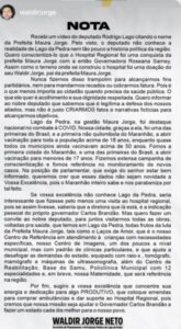 Filho de Maura Jorge rebate deputado do PC do B