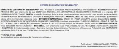 Genésio contrata empresa por mais de R$ 2,5 milhões para alugar máquinas