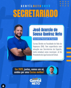 Agora, foi a vez do anuncio do Secretário de Esporte que se junta o grupo de técnicos que farão parte da gestão de Gentil Neto em Caxias…