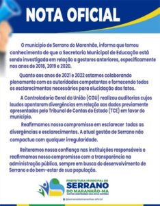 Prefeitura de Serrano do MA diz que investigação da PF mira gestões anteriores
