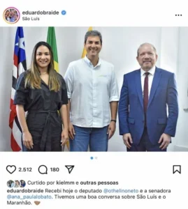 Reação negativa de internautas após encontro de Braide com Othelino e Ana Paula Noleto