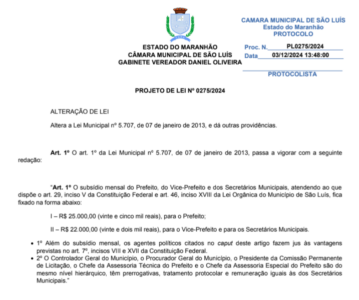 Câmara aumentará salários de vice e secretários de SLZ; de Braide será mantido