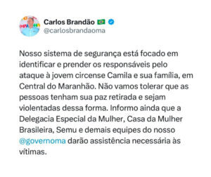 Governador Carlos Brandão anuncia providências contra crime bárbaro em Central do Maranhão