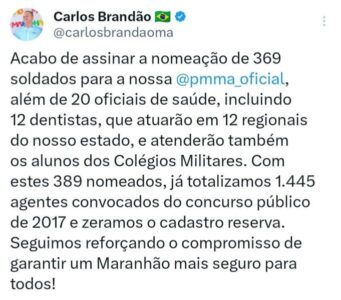 Brandão nomeia 389 novos agentes para a Polícia Militar e zera cadastro reserva do concurso de 2017