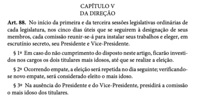 Critério de desempate usado pela Assembleia na eleição da Mesa é o mesmo do Senado