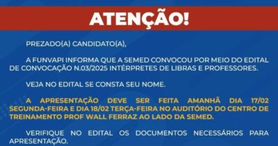 SEMED Timon convoca 486 professores e intérpretes de libras para contratação imediata