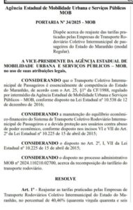 Revogada portaria que reajustava tarifa do transporte rodoviário intermunicipal no Maranhão