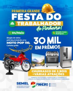 Gestão André da RalpNet realizará grande festa do trabalhador em Pinheiro, com uma mega programação e bingo de uma moto 0KM