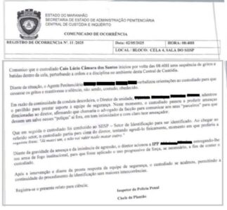 Na prisão, suspeito de matar major André Felipe ameaça Agentes Penitenciários e Diretor da Central de Custódia