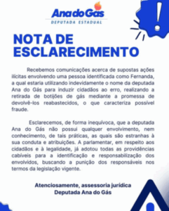 Deputada denuncia uso do seu nome na retirada de botijões de gás
