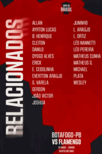 Flamengo poupa titulares para jogo no MA contra o Botafogo-PB