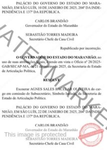 Governador Carlos Brandão exonera esposa do deputado Francisco Nagib da Secretaria de Articulação Política
