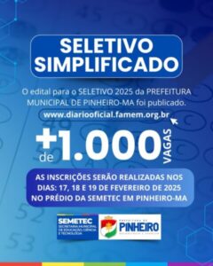 Prefeitura de Pinheiro abre seletivo com mais de mil vagas na educação; veja como participar
