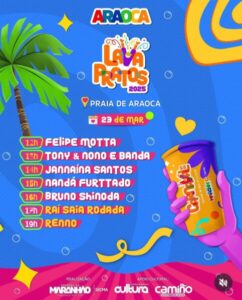 LAVA -PRATOS NA PRAIA DE ARAOCA, NA CIDADE DE GUIMARÃES, ACONTECE NESTE FIM DE SEMANA (23) VEJA A PROGRAMAÇÃO.