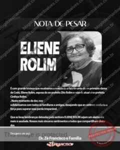 Ex-prefeito Dr. Zé Francisco emite nota de pesar pelo falecimento da ex-primeira-dama de Codó, Eliene Rolim