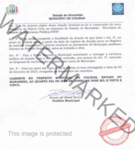 Prefeito Renato Santos sanciona lei que autoriza doação de imóvel para construção de Delegacia de Polícia Civil em Colinas
