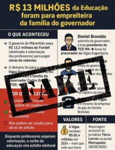 Fake news sobre uso de recursos da Educação no MA é desmentida com documentos oficiais