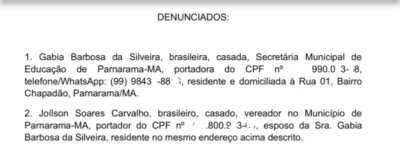 PF recebe denúncia contra secretaria de educação e presidente da câmara de Parnarama