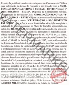 Associação Renovar Vidas vai receber R$ 300 mil da Secretaria de Estado da Cultura para realizar celebração do São Benedito em Codó