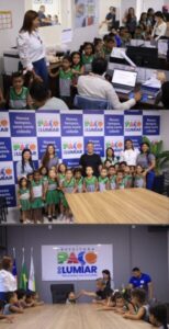 Crianças de Escola Comunitária visitam sede da prefeitura da Paço Lumiar
