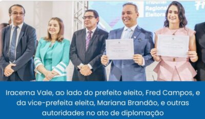 Iracema Vale prestigia diplomação dos eleitos em Paço do Lumiar e destaca confiança na nova gestão