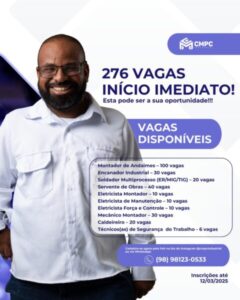Empresa está com 276 vagas de empregos abertas para início imediato em São Luís