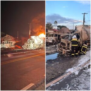 Motorista de caminhão-tanque morre carbonizado após colisão com caçamba parada na rodovia MA-402