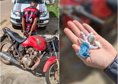 Indivíduo é preso com drogas e moto roubada em Presidente Vargas