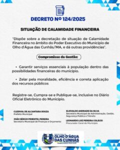 Olho d’Água das Cunhãs em CRISE: Prefeito decreta calamidade financeira