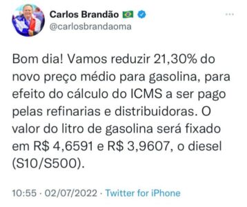 Redução do ICMS: Brandão reduz ICMS no Maranhão