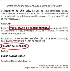 URGENTE! Mais uma baixa na gestão Braide