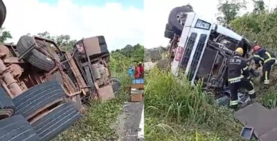 Paragominas: Motorista morre preso em ferragens após caminhão tombar na PA-256