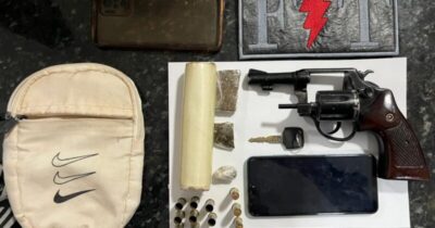 Homem é preso com arma de fogo e maconha no Povoado Leite