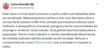 Brandão é vítima de deepfake e aciona Justiça por desinformação
