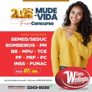 Curso Wellington abre inscrições para turmas preparatórias da SEMED e outros concursos com início em 07 de janeiro