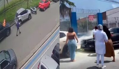Homem ateia fogo em carro estacionado em frente a salão de beleza em São Luís