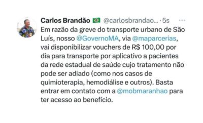 Braide ainda calcula e Brandão anuncia voucher em Apps para tratamento de saúde