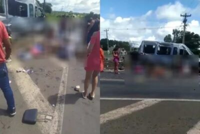ACIDENTE: Oito pessoas ficaram gravemente feridas após batida entre caminhonete e Van de passageiros na BR-226